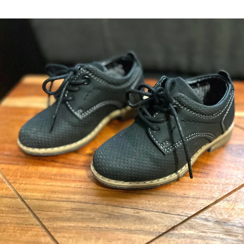 Ashford Boys Dress‎ Shoes Black Lace Up Oxfords Casual Formal Size 5M (Toddler)